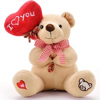 Oso de Peluche con Corazón Rojo, Almohada de Peluche Personalizada Súper Suave, Juguete de Peluche para el Día de San Valentín, Te Amo, Peluche Súper Suave para el Día de San Valentín