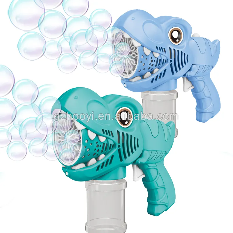 Pistol gelembung otomatis dengan lampu, pistol dinosaurus balita, mainan renang, peniup gelembung mandi lucu untuk pesta anak-anak