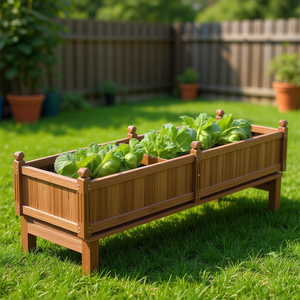 Fioriera Sospesa in Legno 91 X 24 X 16 Pollici, Rettangolare Divisibile per Orticoltura, Colore Marrone - Product Image 2