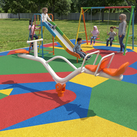 Balancín para Exteriores para Padres e Hijos, Diseño para 1 Adulto + 2 Niños, Estructura de Acero Resistente D114*3mm, Balancín Familiar para Parque con Certificación ISO