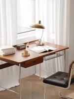 Bureau en bois massif de style vintage du milieu du siècle, taille compacte, bureau minimaliste d'inspiration japonaise pour la maison, le bureau ou l'étude