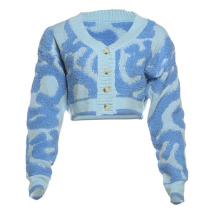 เสื้อถักคอวีตัดต่ำเอวสูงเข้ารูปสีหวาน - Product Image 5