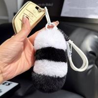 Porte-clés en peluche tendance et moelleux, en vraie fourrure de lapin Rex, motif queue de tigre, mignon, pendentif pour clés de voiture, sacs et sacs à main, cadeau de dessin animé