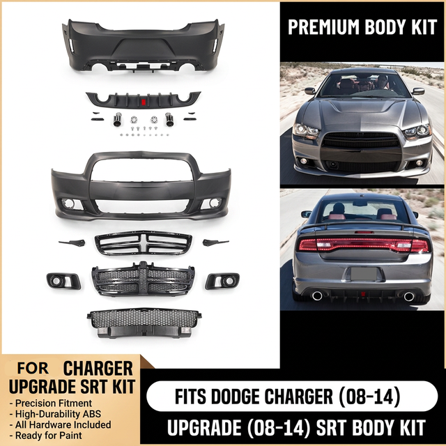 Car 2008-2014 Charger Upgrade SRT Style Front Rear Bumper Body Kit for Dodge Charger 2008-2014 Exterior Upgrade Conversion Kit