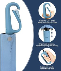 Parapluie QX en gros, nouveau modèle à 10 baleines, avec boucle annulaire, couleur unie, pliage inversé, protection solaire et pluie, coupe-vent - Product Image 3