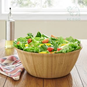Bol à salade en bambou naturel biologique Bol de service pour fruits ou salades Vaisselle de service par Bamboo - Product Image 3