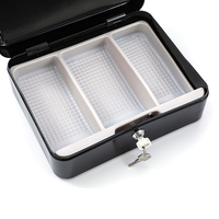 Boîte à monnaie portable en métal avec serrure à clé, boîte de rangement en fer multi-compartiments pour argent, pièces de monnaie et objets de valeur
