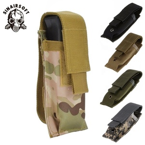 9MM Tactical Nylon Belt Double Mag Bag <strong>with</strong> EDC <strong>Flashlight</strong> Holder MOLLE Gun <strong>Holster</strong> for Hunting Accessories - Product Image 1