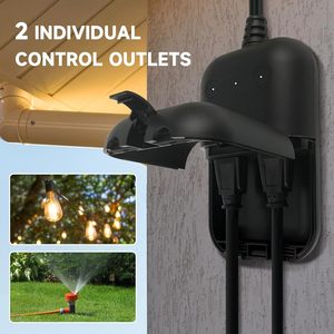 Prise WiFi IP66 avec 2 prises individuelles, compatible avec Alexa et Google Assistant, prise extérieure intelligente pour guirlandes lumineuses, homologuée UL - Product Image 3