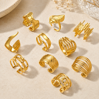 Neuer Heißer Wasserdichter PVD 18K Vergoldeter Edelstahlring Verstellbarer Modeschmuck für Damen Großhandel Offene Modische Ringe