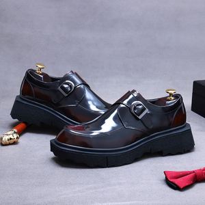 Chaussures décontractées à semelle épaisse pour homme : Chaussures en cuir véritable de vache, élégantes, basses, à bout rond, en cuir de vache - Product Image 3