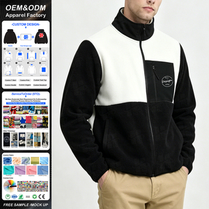 Wholesale Windproof Full <b>Zip</b> Sweatshirt Pullover Custom Embroidery Logo Design Casual Color Block Men's Polar Fleece <b>Jacket</b> - Product Image 1