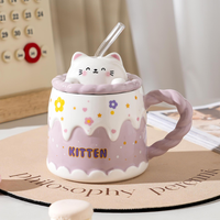 Nouvelle Tasse en Céramique 450ml Série Animaux de Dessin Animé 2026 avec Couvercle, Écologique, Compatible Lave-Vaisselle et Micro-ondes, Certifiée CE, Réutilisable et Personnalisable