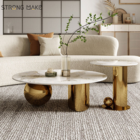 Table basse ovale en marbre avec base en acier inoxydable, style nordique, salon, luxe, moderne, glamour, meubles de maison