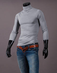Vente en gros d'usine T-shirts en polyester uni à manches longues T-shirt à <span class=keywords><strong>col</strong></span> roulé Pull à <span class=keywords><strong>col</strong></span> roulé Vêtements intérieurs Maillot de corps pour hommes - Product Image 3