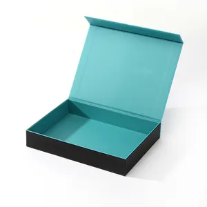 Caja de regalo azul con tapa de cierre magnético corbatas gemelos clip de corbata caja de regalo para hombres