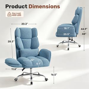 Chaise de bureau pivotante rembourrée moderne, accoudoirs réglables multi-angles, coussin épais, chaise de bureau confortable, chaise d'ordinateur rembourrée - Product Image 6