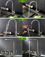 Robinet de cuisine moderne à col de cygne unique, en acier inoxydable chromé, à débit élevé, avec valve en céramique, à monter sur plan