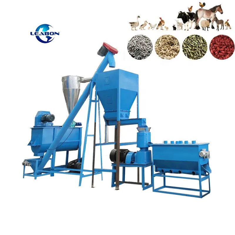 Automatic Duck Cattle Chicken Feed Pellet Machine 1T/H Chicken Feed Pellet Mill Production Line