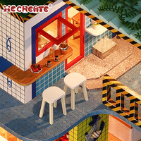IIECREATE Maison miniature artisanale unique en bois écologique à l'échelle 1:24 pour puzzle 3D, kits de bricolage pour adultes