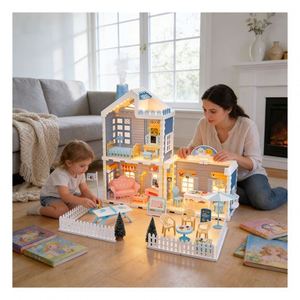 Ensemble de jeu de maison de poupée avec toboggan en spirale et piscine pour enfants, thème fête à la piscine, pour manoir de jeu - Product Image 3