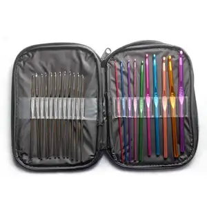 22pcs set Mixed Color Aluminum Crochet Hook Needles for DIY knitting Yarn Kit Tools with Case