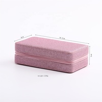 Miroir boîte à bijoux fait à la main en cuir Rectangle rose femmes filles velours doublure cadeau voyage étui à bijoux