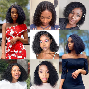 Perruques courtes bouclées afro kinky en <span class=keywords><strong>cheveux</strong></span> humains bruts péruviens bon marché, perruques en dentelle frontale HD, perruques bouclées sans colle en <span class=keywords><strong>cheveux</strong></span> humains - Product Image 6