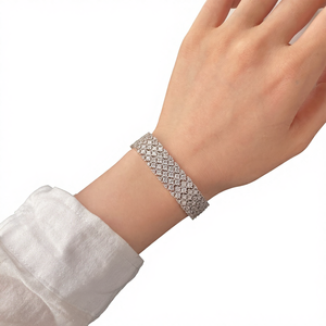 Bracelet unisexe tendance en argent sterling S925 plaqué rhodium avec zircon blanc, design européen et américain à rangs de pierres, chaîne fine, cadeau de fête - Product Image 4