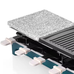 Grill électrique <span class=keywords><strong>à</strong></span> <span class=keywords><strong>raclette</strong></span> 8 mini-plaques avec plaque en pierre de granit naturel et gril antiadhésif côtelé, machine <span class=keywords><strong>à</strong></span> fondue de fromage et barbecue d'intérieur - Product Image 4
