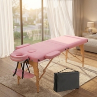 Table de massage portable en bois de haute qualité, réglable en hauteur, avec coussin en cuir, 2 sections, imperméable