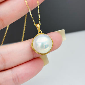 Pendentif en argent S925 avec perles rondes de 10-12 mm, accessoires de perles DIY, support vide pour collier en jade tendance 31163 - Product Image 1