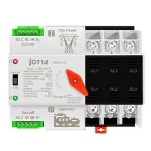JOTTA W2R PC Type Dual Power Automatic Transfer Switch 3P 100A 220V Din Rail Mounted ATS Auto-Manual