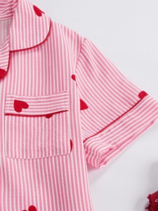 <span class=keywords><strong>Pigiama</strong></span> da donna ODM a maniche corte <span class=keywords><strong>con</strong></span> colletto e stampa a cuori e righe, grazioso <span class=keywords><strong>pigiama</strong></span> estivo - Product Image 3