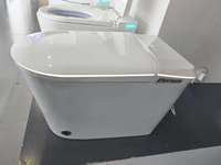 WC intelligent monobloc à réservoir encastré, design allongé, pour applications hôtelières, avec siphon en S, chauffage et télécommande