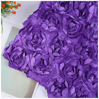 Tissu brodé en satin à fleurs 3D brillant, vente chaude, 100% polyester, antistatique, pour robes de mariée, rideaux, doublure