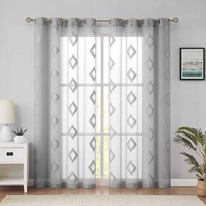 Rideau transparent en voile avec œillets en tissu, voile pour fenêtre de chambre à coucher, nouveau Design - Product Image 1