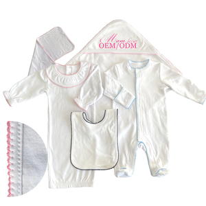 Monogramma bianco Picot Trim abbigliamento <span class=keywords><strong>per</strong></span> bambini ricamo personalizzato Set regalo <span class=keywords><strong>per</strong></span> bambino pagliaccetto <span class=keywords><strong>per</strong></span> neonato Peter Pan collare tutina <span class=keywords><strong>per</strong></span> bambina - Product Image 6