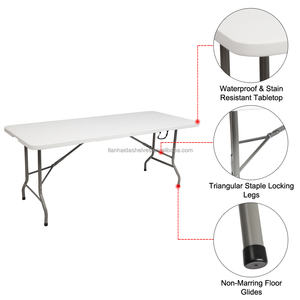 Table pliante portable d'extérieur en plastique blanc de 2,4 m pour événements, dîner, barbecue, pique-nique, camping – Vente en gros - Product Image 4