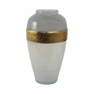 Vaso in vetro con fascia dorata, vaso decorativo per fiori, per soggiorno, decorazione per la casa - Product Image 4