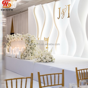 Low Price Hot Selling Acrylic Wavy Curve LED Strip Wedding <b>Backdrop</b> <b>Stand</b> Easy Assembly Event Photo Booth Background Wall - Product Image 2
