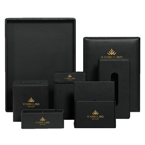 Custom Made Leather Tissue Box Set PU Material Portable Hotel Amenities Storage Box Guest Room Organizer - Product Image 3