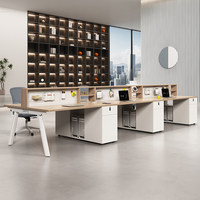 Combinaison Table et Chaises de Bureau Commerciales en Bois Moderne et Simple pour 2, 4 ou 6 Personnes, Démontable, Boîte de Rangement Câbles Incluse