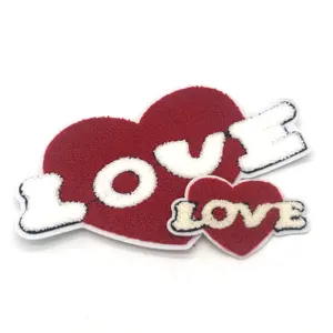 China custom high quality wholesale iron-on or sew-on big size letters towel patches embroidery chenille patches
