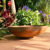 Brasero rond d'extérieur en acier Corten pour jardin, foyer à bois, chauffage intérieur/extérieur effet rouillé