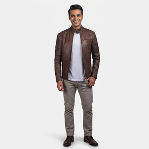 Men's Casual Winter Leather <b>Jacket</b> Punk Style Long Sleeved Hoodless OEM Washed Canvas <b>Jacket</b> Fashion <b>jacket</b> for men - Product Image 1