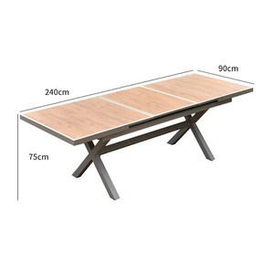 Modern Outdoor Balcony Cafe Aluminum Alloy Wood Plastic Rope Braided Waterproof <strong>and</strong> Sunproof Outdoor Stretch <strong>Table</strong> <strong>and</strong> <strong>Chair</strong> <strong>Set</strong> - Product Image 5