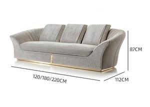 Foshan Ensemble de canapés italiens design de <span class=keywords><strong>luxe</strong></span> en cuir haut de gamme avec combinaisons de tissus pour villas de vie - Product Image 3