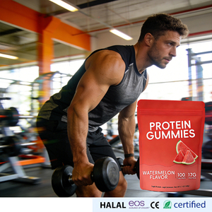 Gummies Protéinés Halal et Casher à Haute Teneur en Protéines avec Mélatonine, Biotine, Créatine et Protéines de Lactosérum, Saveur Pastèque - Product Image 1