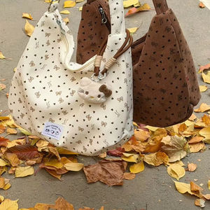 Sac fourre-tout en toile littéraire grande capacité avec chaîne, sac à bandoulière simple, vente en gros, nouveauté - Product Image 2